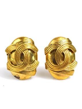 Chanel Cc Logo Clip-On Earrings Gold- #346613C55B